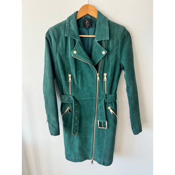 X by NBD Nicole Petrol Green Suede Coat NWOT size 4 - Picture 10 of 13